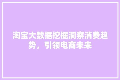 淘宝大数据挖掘洞察消费趋势，引领电商未来  第1张
