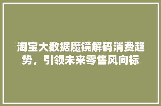淘宝大数据魔镜解码消费趋势，引领未来零售风向标