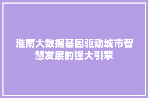 淮南大数据基因驱动城市智慧发展的强大引擎  第1张