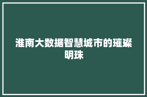 淮南大数据智慧城市的璀璨明珠  第1张