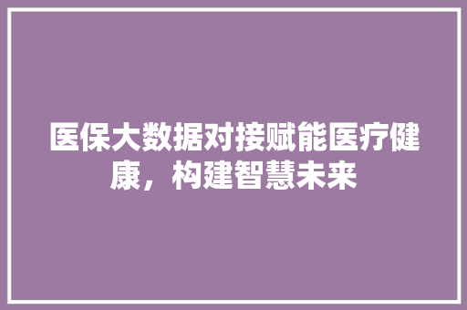 医保大数据对接赋能医疗健康，构建智慧未来