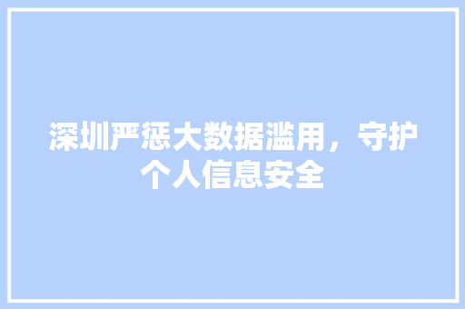 深圳严惩大数据滥用，守护个人信息安全  第1张