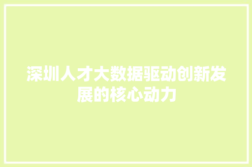 深圳人才大数据驱动创新发展的核心动力  第1张