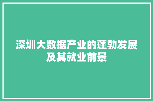 深圳大数据产业的蓬勃发展及其就业前景  第1张