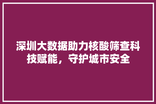 深圳大数据助力核酸筛查科技赋能，守护城市安全  第1张