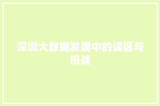 深圳大数据发展中的误区与挑战  第1张