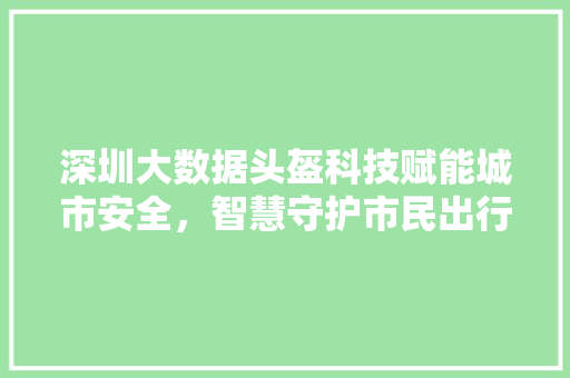 深圳大数据头盔科技赋能城市安全，智慧守护市民出行
