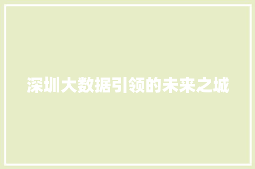 深圳大数据引领的未来之城  第1张