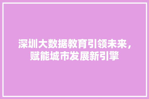 深圳大数据教育引领未来，赋能城市发展新引擎  第1张
