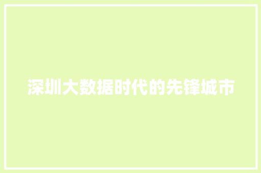 深圳大数据时代的先锋城市  第1张
