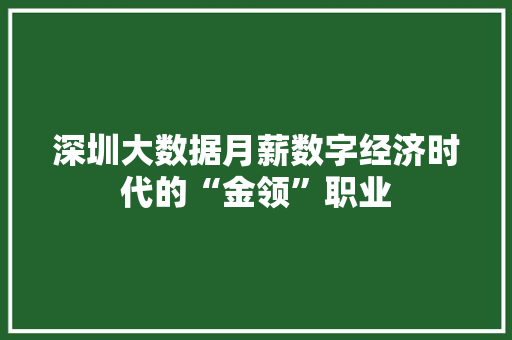 深圳大数据月薪数字经济时代的“金领”职业  第1张