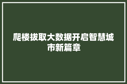 爬楼拔取大数据开启智慧城市新篇章  第1张