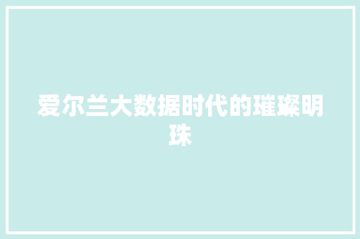 爱尔兰大数据时代的璀璨明珠