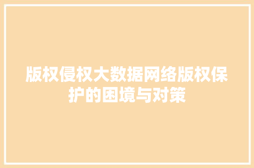 版权侵权大数据网络版权保护的困境与对策