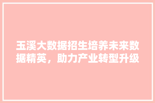 玉溪大数据招生培养未来数据精英，助力产业转型升级