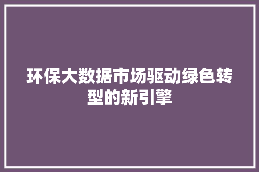 环保大数据市场驱动绿色转型的新引擎  第1张