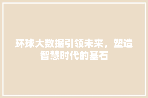 环球大数据引领未来，塑造智慧时代的基石