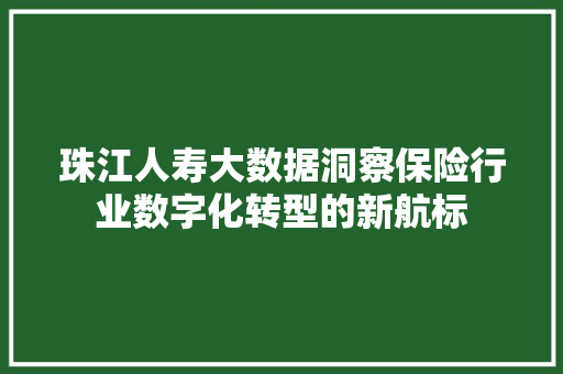珠江人寿大数据洞察保险行业数字化转型的新航标