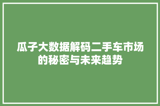 瓜子大数据解码二手车市场的秘密与未来趋势  第1张