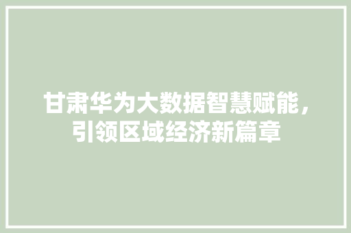 甘肃华为大数据智慧赋能，引领区域经济新篇章  第1张