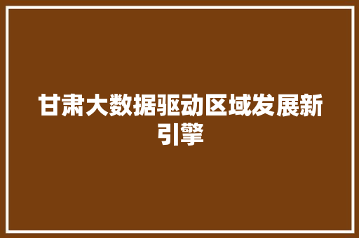 甘肃大数据驱动区域发展新引擎