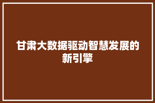 甘肃大数据驱动智慧发展的新引擎