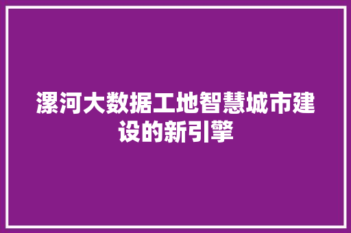 漯河大数据工地智慧城市建设的新引擎