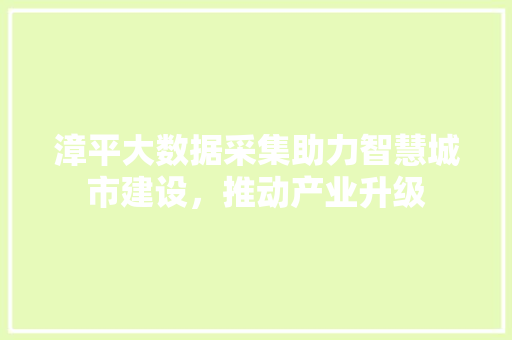 漳平大数据采集助力智慧城市建设，推动产业升级  第1张
