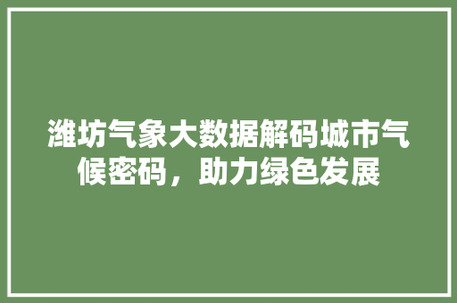 潍坊气象大数据解码城市气候密码，助力绿色发展