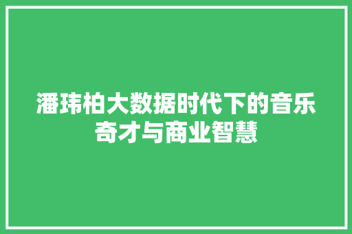 潘玮柏大数据时代下的音乐奇才与商业智慧  第1张