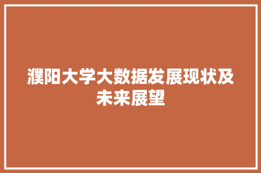 濮阳大学大数据发展现状及未来展望  第1张