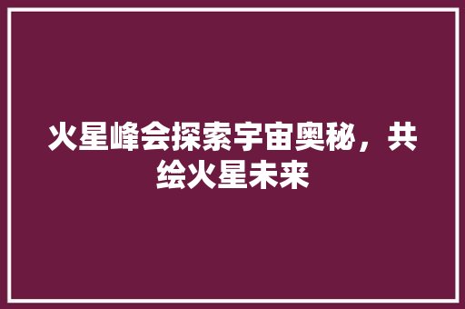火星峰会探索宇宙奥秘，共绘火星未来