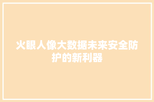 火眼人像大数据未来安全防护的新利器  第1张