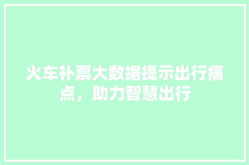 火车补票大数据提示出行痛点，助力智慧出行