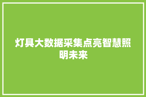 灯具大数据采集点亮智慧照明未来  第1张