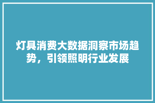 灯具消费大数据洞察市场趋势，引领照明行业发展