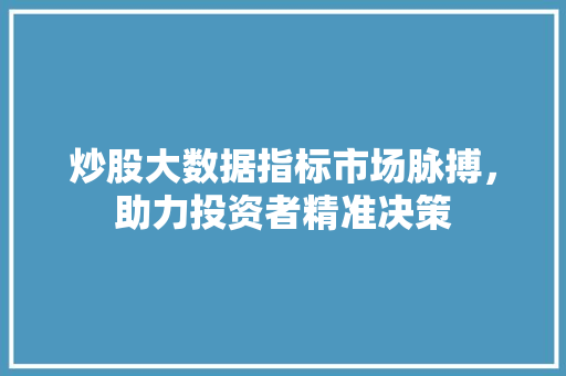 炒股大数据指标市场脉搏，助力投资者精准决策
