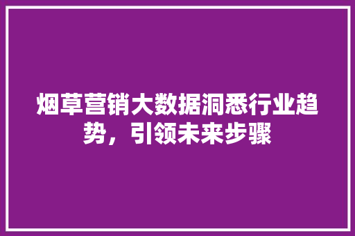 烟草营销大数据洞悉行业趋势，引领未来步骤