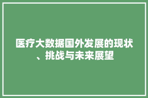 医疗大数据国外发展的现状、挑战与未来展望  第1张