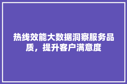 热线效能大数据洞察服务品质，提升客户满意度  第1张