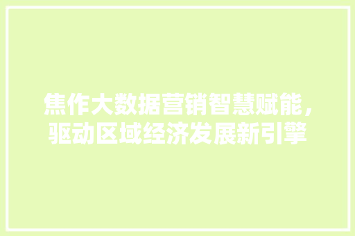 焦作大数据营销智慧赋能，驱动区域经济发展新引擎