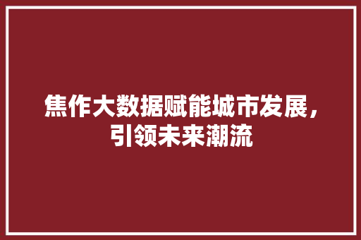 焦作大数据赋能城市发展，引领未来潮流