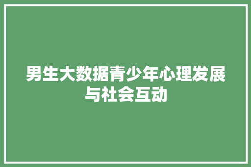 男生大数据青少年心理发展与社会互动