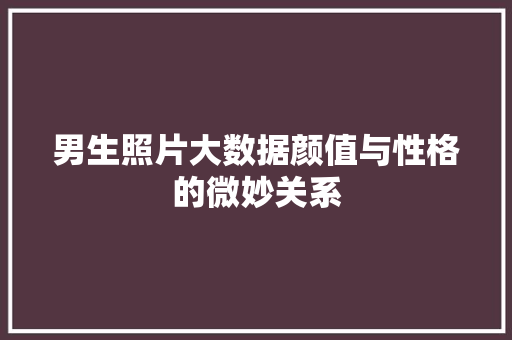 男生照片大数据颜值与性格的微妙关系