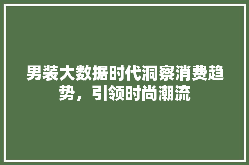 男装大数据时代洞察消费趋势，引领时尚潮流
