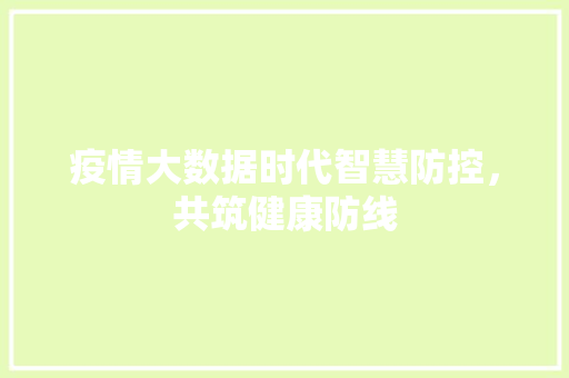 疫情大数据时代智慧防控，共筑健康防线