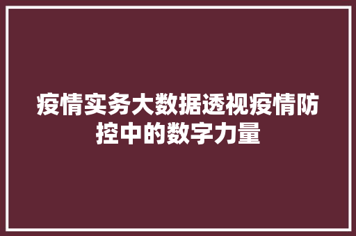 疫情实务大数据透视疫情防控中的数字力量  第1张