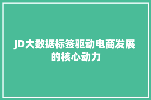 JD大数据标签驱动电商发展的核心动力