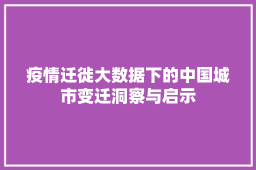 疫情迁徙大数据下的中国城市变迁洞察与启示
