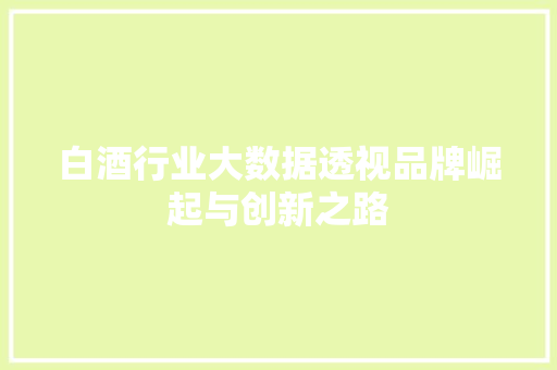 白酒行业大数据透视品牌崛起与创新之路